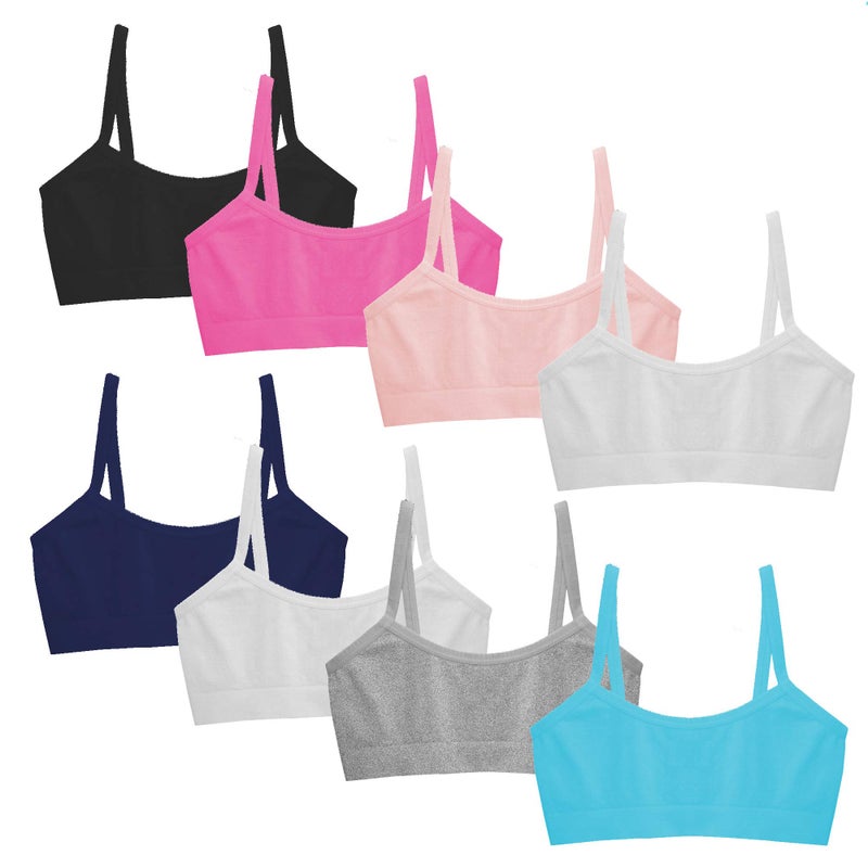 Popular Girls Seamless Training Bra - Crop Sports Bra Pack 8pk Brights XL - Image 1